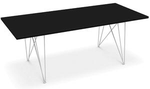 Magis xz3 tavolo rettangolare con struttura in tondino in acciaio e piano in mdf, struttura acciaio bianco, finiture mdf nero