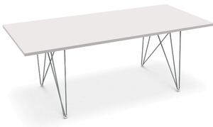 Magis xz3 tavolo rettangolare con struttura in tondino in acciaio e piano in mdf, struttura acciaio cromato, finiture mdf bianco