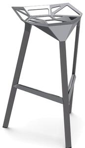 Magis stool_one sgabello in alluminio anodizzato o verniciato in poliestere, colore alluminio adapta grigio, dimensione sgabello medio cm 74 h