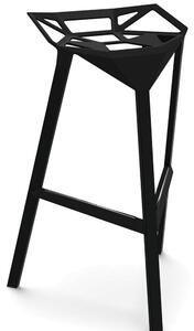 Magis stool_one sgabello in alluminio anodizzato o verniciato in poliestere, colore alluminio nero ruvido, dimensione sgabello medio cm 74 h