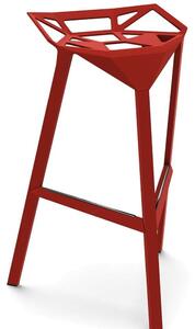 Magis stool_one sgabello in alluminio anodizzato o verniciato in poliestere, colore alluminio rosso ruvido, dimensione sgabello medio cm 74 h