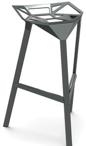 Magis stool_one sgabello in alluminio anodizzato o verniciato in poliestere, colore alluminio adapta grigio-verde, dimensione sgabello medio cm 74 h