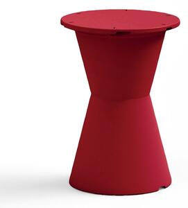 Tavolo dot di lyxo in polietilene adatto per indoor e outdoor, struttura rosso, dimensione piano rotondo cm 90 bianco