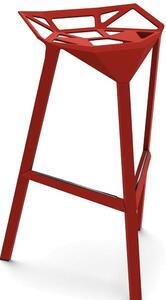 Magis stool_one sgabello in alluminio anodizzato o verniciato in poliestere, colore alluminio rosso ruvido, dimensione sgabello alto cm 84 h