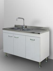 BASIC - Mobile sottolavello cucina 120 cm 3 ante con Lavello piano dx Bianco