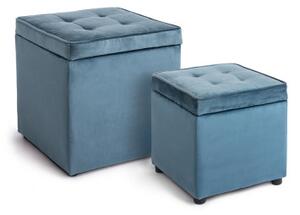 Coppia Pouf contenitori BELLVILLE Blu Avio