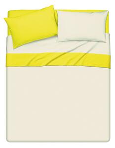 Completo letto lenzuola bicolor in 100% cotone made in Italy BEIGE/GIALLO SOLE - SINGOLO