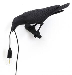 Seletti bird lamp looking left lampada da parete a forma di corvo, colore nero