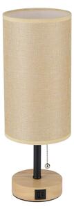 Brilagi - Lampada da tavolo con porta USB TABLON 1xE27/25W/230V rovere/nero/beige