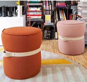 Pof pouf imbottito di connubia rivestito in tessuto disponibile in varie finiture, colore limone