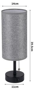 Brilagi - Lampada da tavolo con porta USB TABLON 1xE27/25W/230V nero/grigio