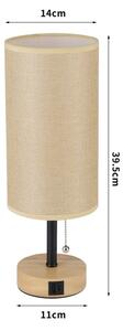 Brilagi - Lampada da tavolo con porta USB TABLON 1xE27/25W/230V rovere/nero/beige