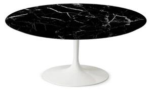 Riedizione tavolino da fumo tulip con piano in marmo o laminato diametro 80 - 90, materiale piano marmo nero marquinia, colore base alluminio bianco lucido, misure piano diametro 90 - altezza 41