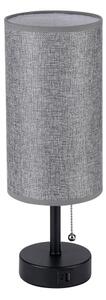 Brilagi - Lampada da tavolo con porta USB TABLON 1xE27/25W/230V nero/grigio