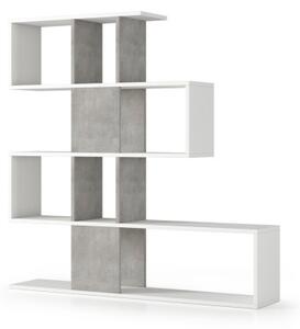 Libreria divisorio separè 5 livelli L145xP30xH145 cm TETRIX Bianco/Cemento