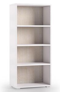 Libreria 4 vani texture 3d L60xP30xH130 cm CONTEMPORARY Bianco/Rovere