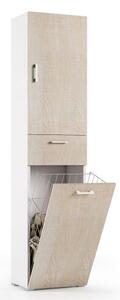 Mobile colonna lavanderia L45xP32xH195 cm LAUNDRYCOMPOS Bianco/Rovere