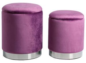 Set 2 Pouf contenitore in velluto Lavanda base metal PELIN