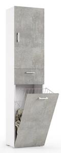 Mobile colonna lavanderia L45xP32xH195 cm LAUNDRYCOMPOS Bianco/Cemento