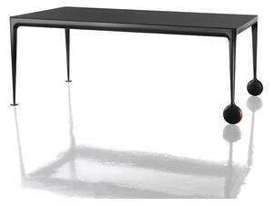 Magis big will tavolo allungabile disegnato da philippe starck, struttura acciaio nero, materiale piano vetro temperato acidato nero opaco