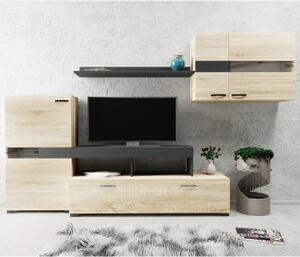 Mobile parete soggiorno porta tv L260 x P40 x H180 SELENE Rovere natural / Antracite