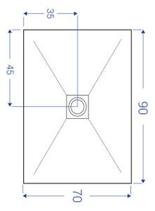 HEAVY - Piatto doccia rettangolare in marmoresina h 2,5 cm Sabbia finitura pietra scarico centrale con sifone diverse misure cm 70x90