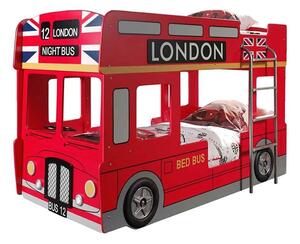 London bus letto a castello struttura in mdf laccato rosso