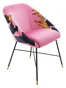 Seletti chairs sedia imbottita con struttura in legno con piedi in acciaio, disegno rossetto fondo rosa