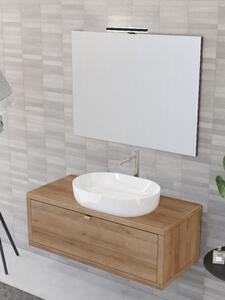 Mobile bagno sospeso 110 cm cassetto lavabo specchio DOMUS Rovere Farnia Completa