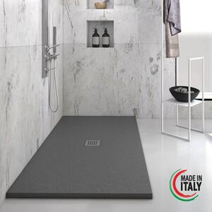 HEAVY - Piatto doccia rettangolare in marmoresina h 2,5 cm Antracite finitura pietra scarico centrale con sifone cm 70x90