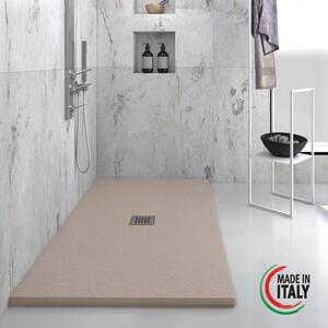 HEAVY - Piatto doccia rettangolare in marmoresina h 2,5 cm Tortora finitura pietra scarico centrale con sifone diverse misure cm 70x90