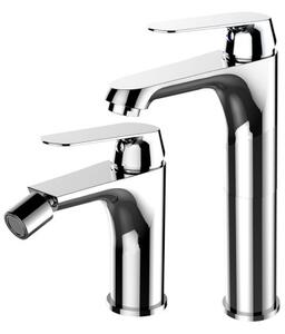 SKY - Set 2 Miscelatori lavabo alto e bidet con scarico click-clack cromo