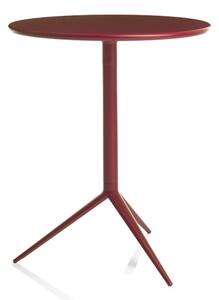 Tavolo rotondo ciak di alma design struttura in acciaio verniciato con piano ribaltabile, colore rosso ciliegia