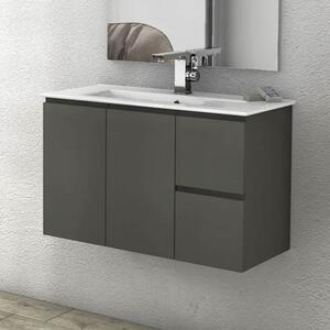 GIULIA - Mobile bagno sospeso 80 cm 2 ante 2 cassetti con lavabo e specchio led Talpa Mobile con Lavabo