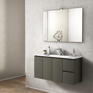 GIULIA - Mobile bagno sospeso 100 cm 3 ante 2 cassetti con lavabo e specchio led Talpa Completa