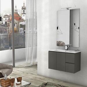 GIULIA - Mobile bagno sospeso 80 cm 2 ante 2 cassetti con lavabo e specchio led Talpa Completa