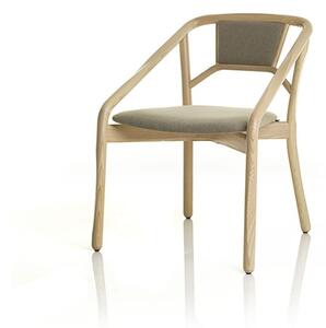 Alma design marnie sedia con struttura in legno di frassino seduta imbottita, colore beige, struttura frassino naturale, aggiungi optional sedile + schienale imbottito