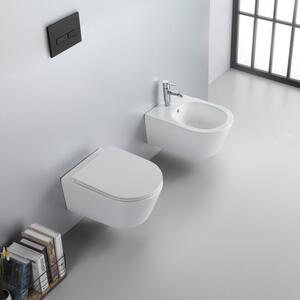 WOLLY - Set sanitari vaso rimless e bidet sospesi con coprivaso