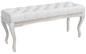 HOMCOM Panca Fondo Letto in Tessuto Effetto Lino, Schiuma e Legno, 110x37x49 cm, Bianco Crema