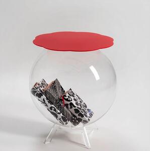 Tavolino contenitore in plexiglass boollino di iplex design struttura sferica in varie finiture, colore rosso