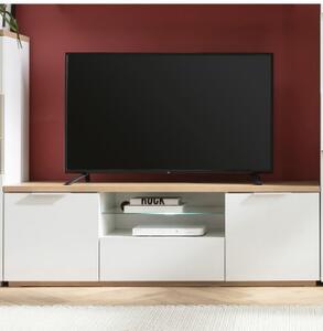 Mobile porta tv con 2 ante e 1 ribalta L160 x P41 x H51 cm CAPTUR Rovere artisan / Bianco laccato