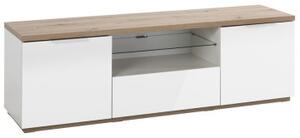 Mobile porta tv con 2 ante e 1 ribalta L160 x P41 x H51 cm CAPTUR Rovere artisan / Bianco laccato