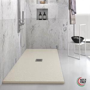 HEAVY - Piatto doccia rettangolare in marmoresina h 2,5 cm Sabbia finitura pietra scarico centrale con sifone diverse misure cm 70x90