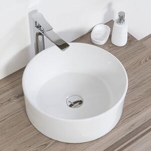 TESIS3 - Lavabo da appoggio rotondo in ceramica Ø 41xH12,5 cm Bianco