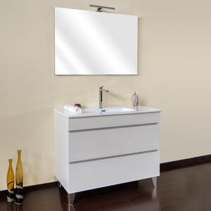 MUSA - Mobile bagno cm 80 2 cassetti soft close specchio e luce led Frassino Moire Completa