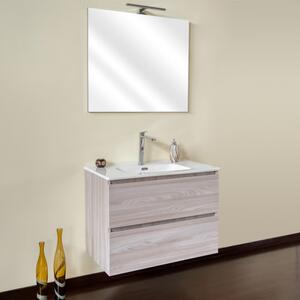 CLOÈ - Mobile bagno sospeso cm 60 2 cassetti specchio con luce led Olmo Completa