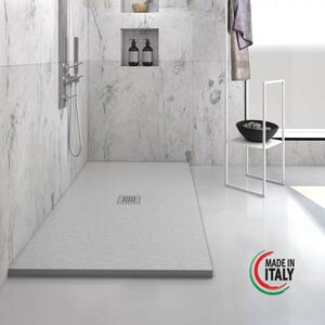 HEAVY - Piatto doccia rettangolare in marmoresina h 2,5 cm Grigio finitura pietra scarico centrale con sifone misure diverse cm 70x90