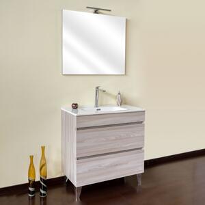 MUSA - Mobile bagno cm 80 2 cassetti soft close specchio e luce led Olmo Completa