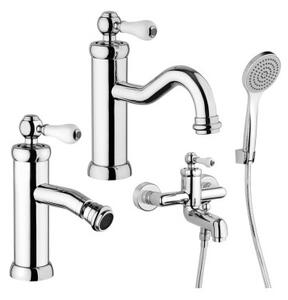 Set miscelatori bagno lavabo, bidet e esterno vasca Piralla linea COMO Cromato