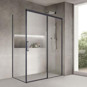 ZEN - Box doccia scorrevole trasparente vetro 8 mm H 200 cm Nero cm 100x70